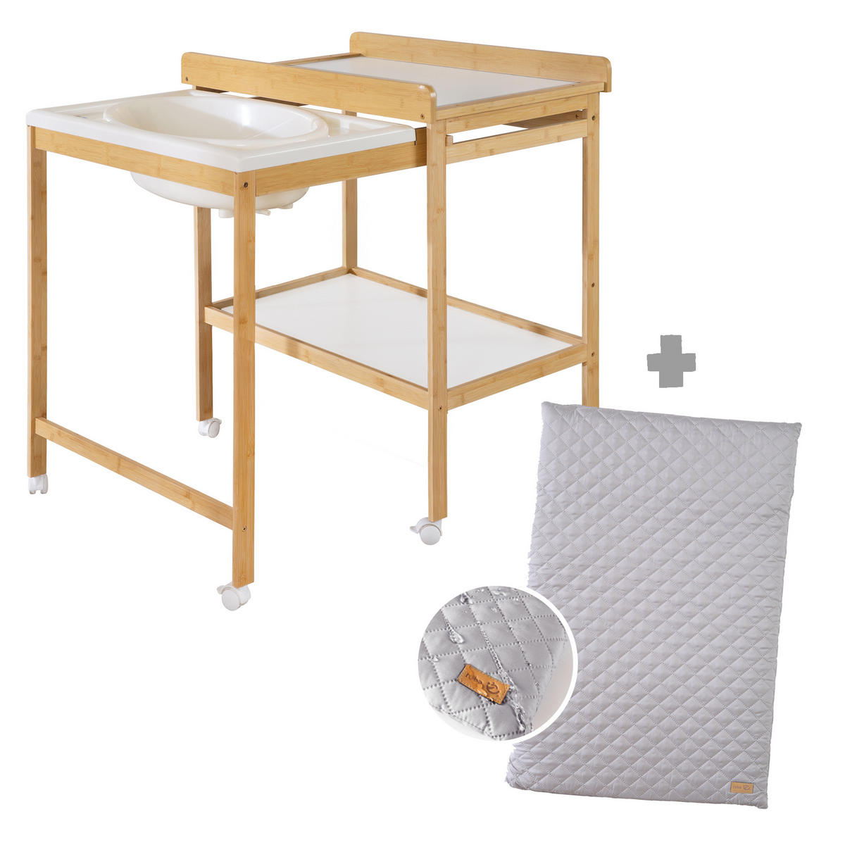 WICKELTISCH mit Badewanne - Naturfarben, Holzwerkstoff (56/100/83cm) - Roba