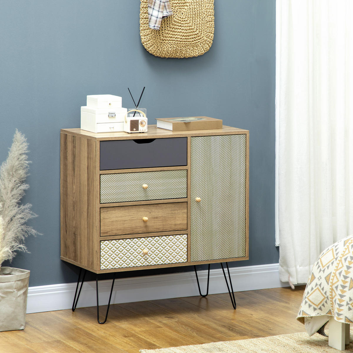 SIDEBOARD Braun, 4 Schubladen, 1 Tür, 79/39/86 cm - Braun, Holz (79/86/39cm) - PANGIVO