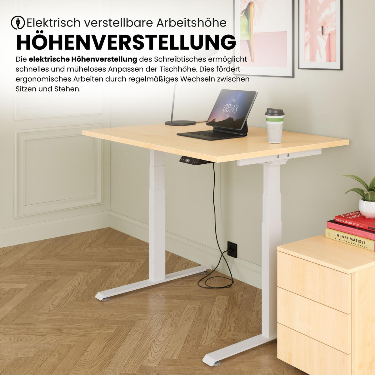 SCHREIBTISCH elektrisch 80/180/74 cm in Eichefarben/Silberfarben - Eichefarben/Silberfarben, Holzwerkstoff (80/180/74cm) - bümö