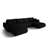 ECKSOFA mit schlaffunktion und bettkasten TOKYO U PREMIUM, stoff WIND, Schwarz - Schwarz, Holz (384/190cm) - Kaiser Möbel