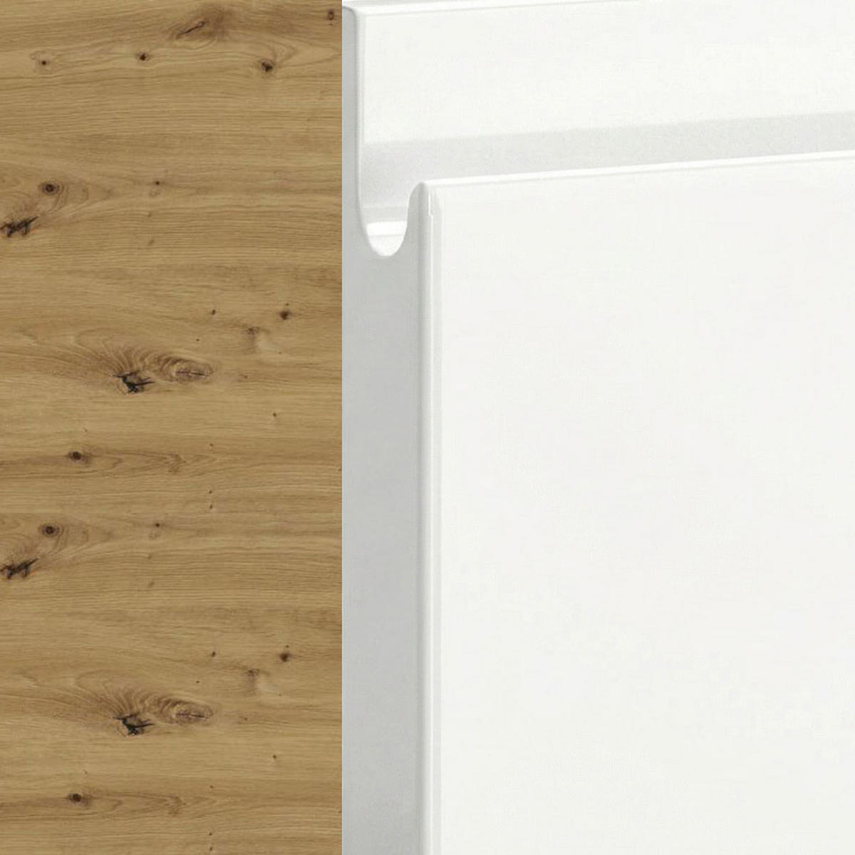 HÄNGESCHRANK Florence W4/90 Eiche Artisan / RAL 9003 signalweiß HG 90 / 32,5 / 96cm - Weiß Hochglanz/Eiche Artisan, Holz/Holzwerkstoff (90/96/32.5cm) - Feldmann-Wohnen