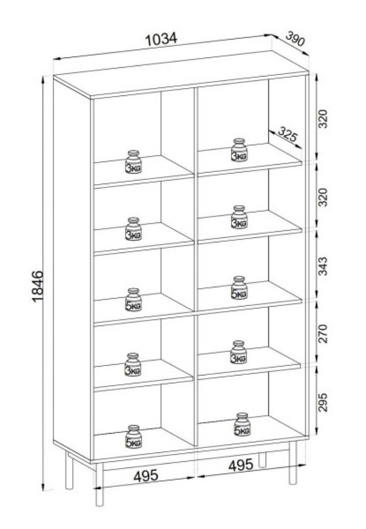 VITRINE Kaschmir WT104 Japandi Stil - Beige, Holzwerkstoff (103.4/184.6/39cm) - Sepro Meble