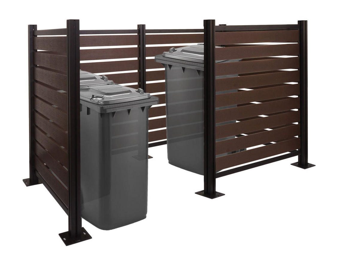 MÜLLTONNEN-ZAUN Alu 130x300x110cm Braun - Braun, Metall (300/130/110cm) - PROREGAL