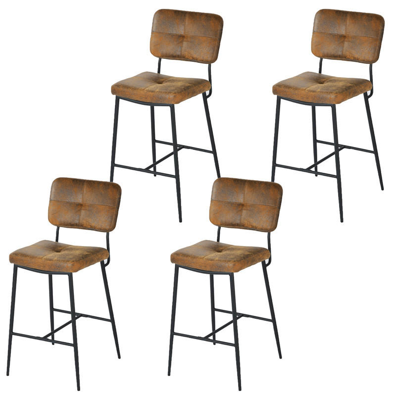 BARHOCKER 4er-Set, 69 cm Sitzhöhe, Gepolsterte Barstühle aus Velourslederimitat mit Rückenlehne und Fußstütze - Braun, Metall (46/102/51cm) - Meubles Cosy