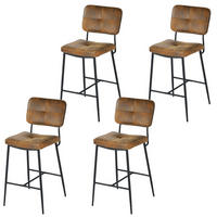 BARHOCKER 4er-Set, 69 cm Sitzhöhe, Gepolsterte Barstühle aus Velourslederimitat mit Rückenlehne und Fußstütze - Braun, Metall (46/102/51cm) - Meubles Cosy
