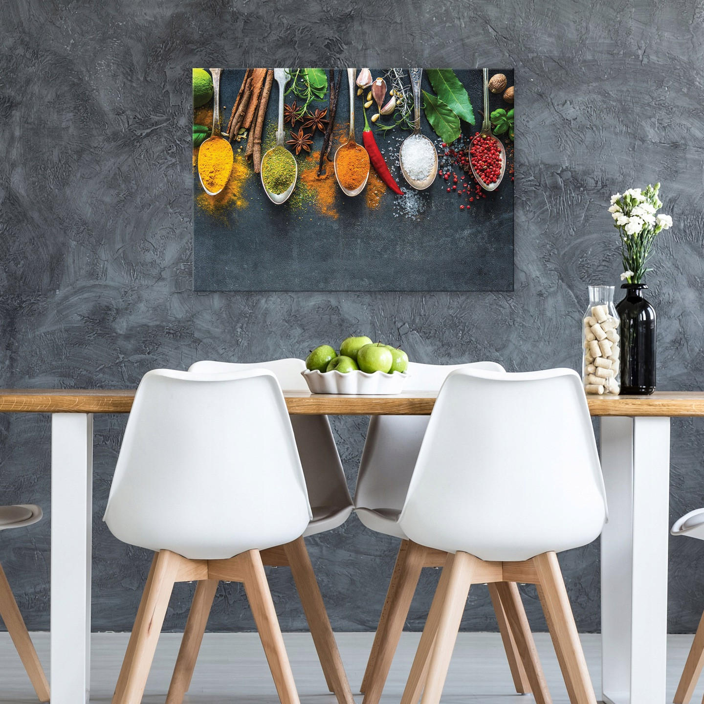 LEINWANDBILD Küche Gewürze Bilder 120x80 - Multicolor, Holzwerkstoff (120/80cm) - Wallarena