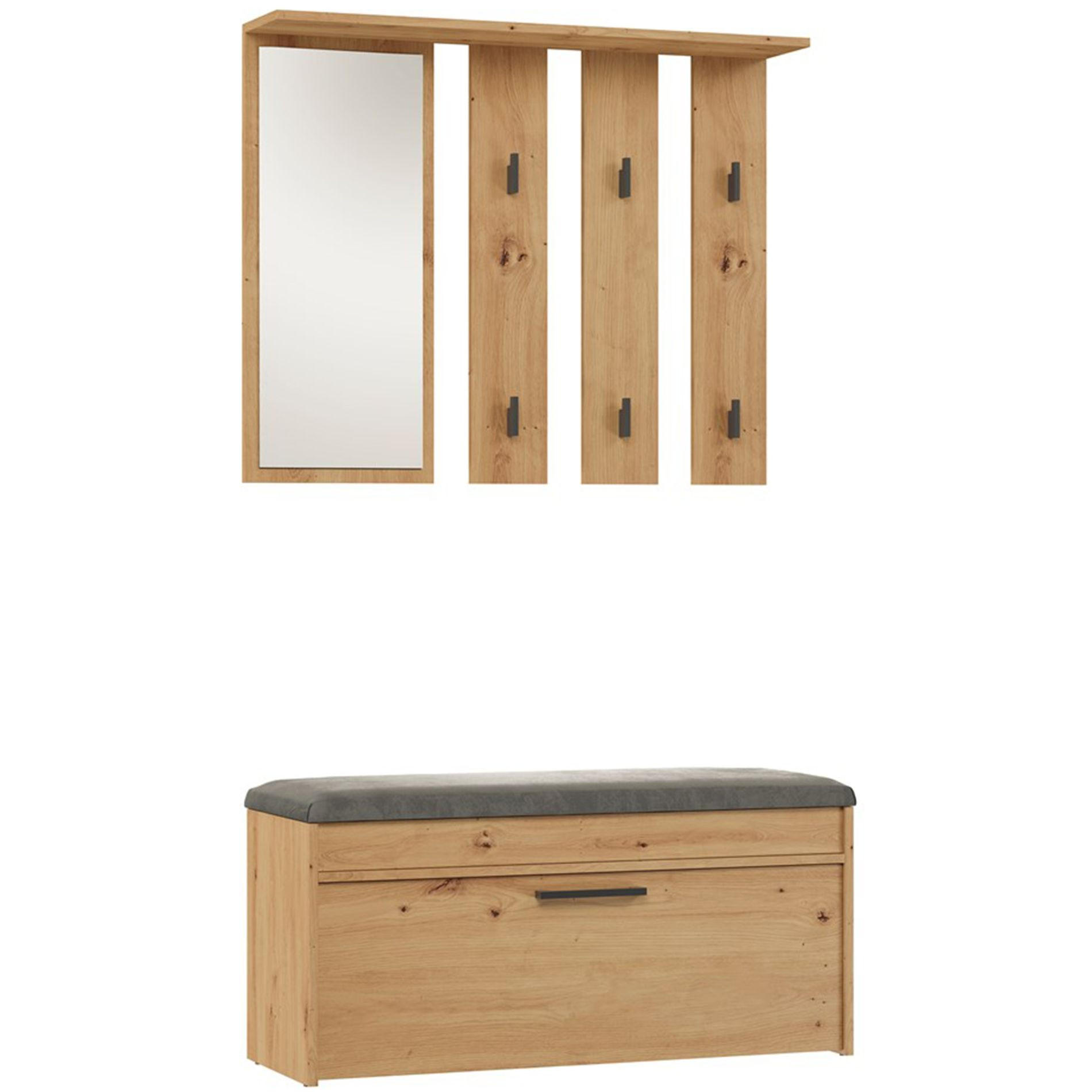FLURMÖBEL-SET Parmani Artisan Eiche - Eichefarben/Schwarz, Holzwerkstoff/Metall (100/180/35cm) - Selsey