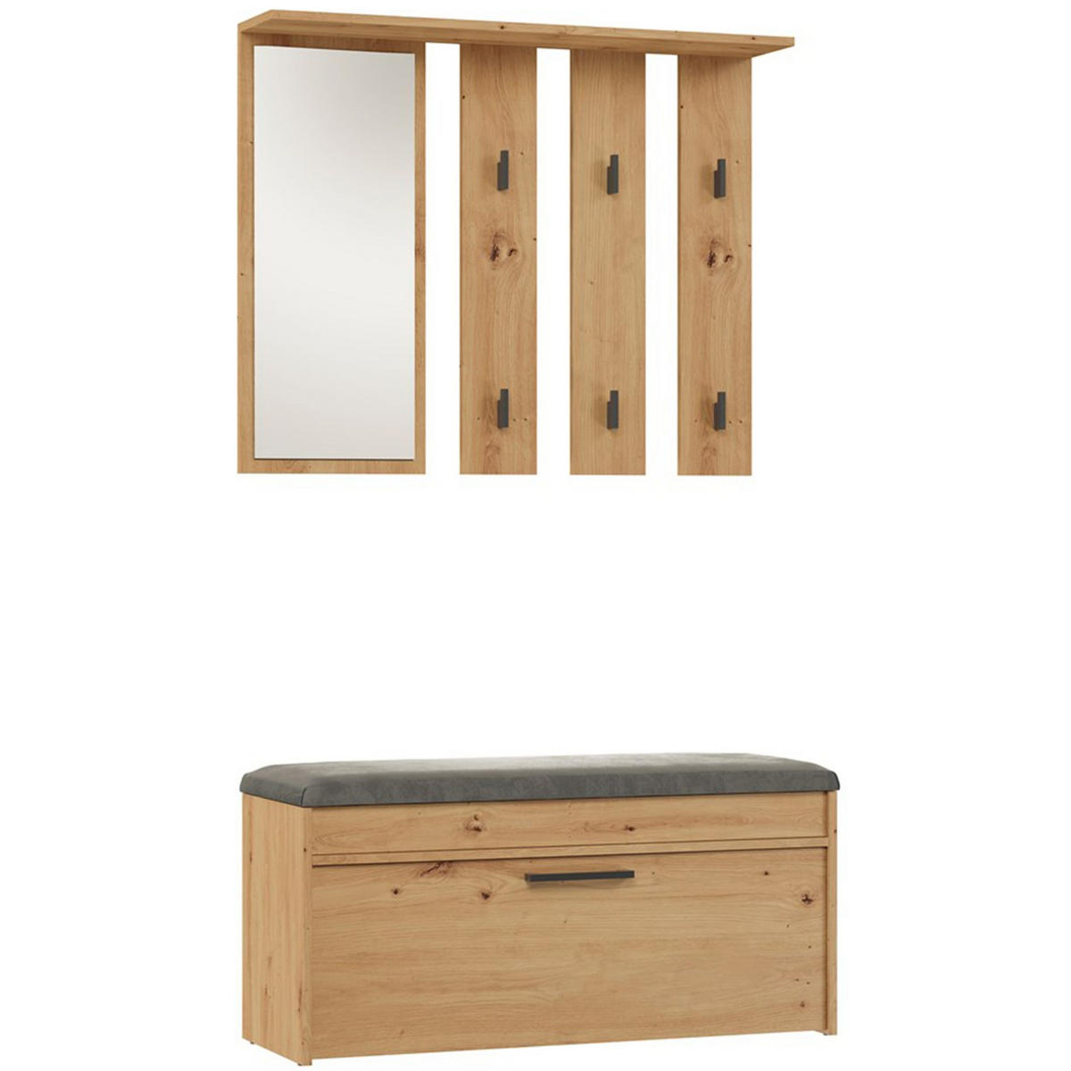 FLURMÖBEL-SET Parmani Artisan Eiche - Eichefarben/Schwarz, Holzwerkstoff/Metall (100/180/35cm) - Selsey