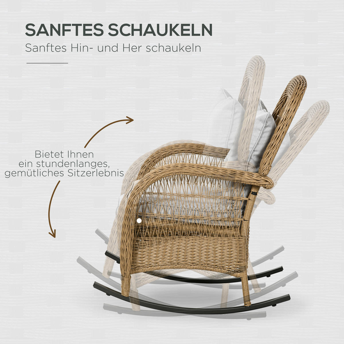 GARTENSTUHL mit Waschbaren Polsterbezüge, für Hinterhof, Garten, Terrassen, Gelb - Gelb, Kunststoff (92/100/69cm) - Outsunny