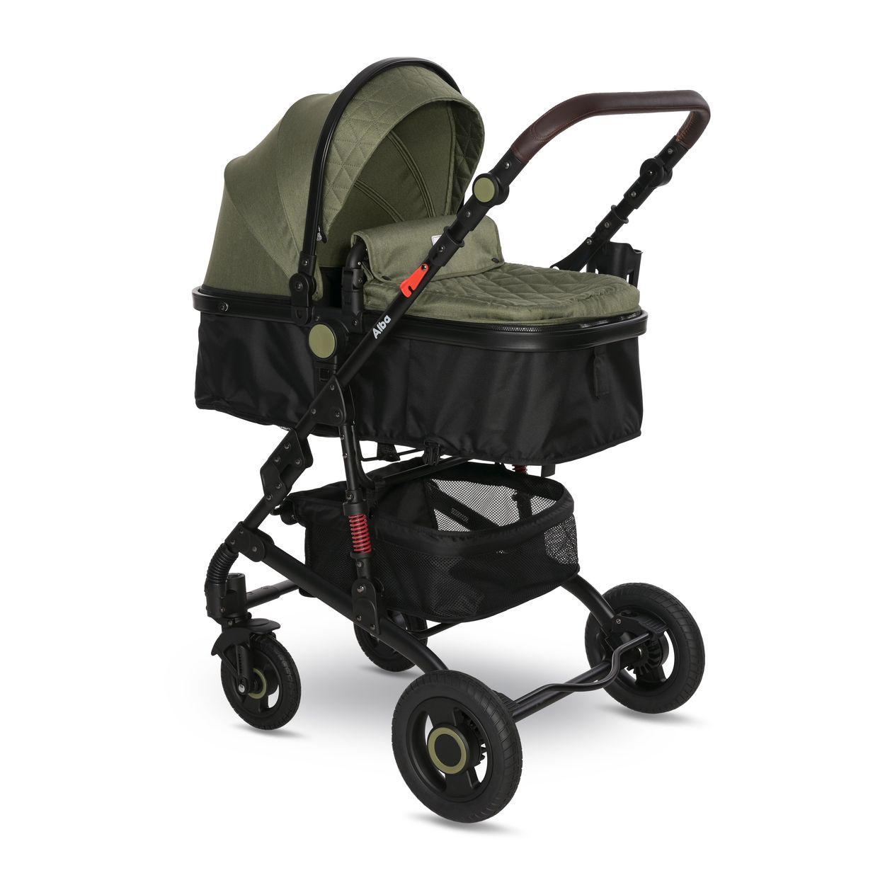 KINDERWAGEN 2 in 1 Alba grün Adapter umbaubar Wickeltasche Moskitonetz - Grün, Metall (102/66/122cm) - Lorelli