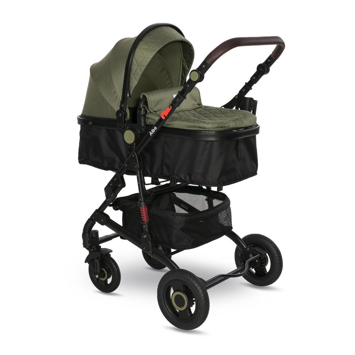 KINDERWAGEN 2 in 1 Alba grün Adapter umbaubar Wickeltasche Moskitonetz - Grün, Metall (102/66/122cm) - Lorelli