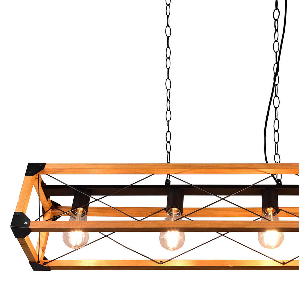 HÄNGELEUCHTE Holz Metall Schwarz Natur - Braun, Holz (100/20/150cm)