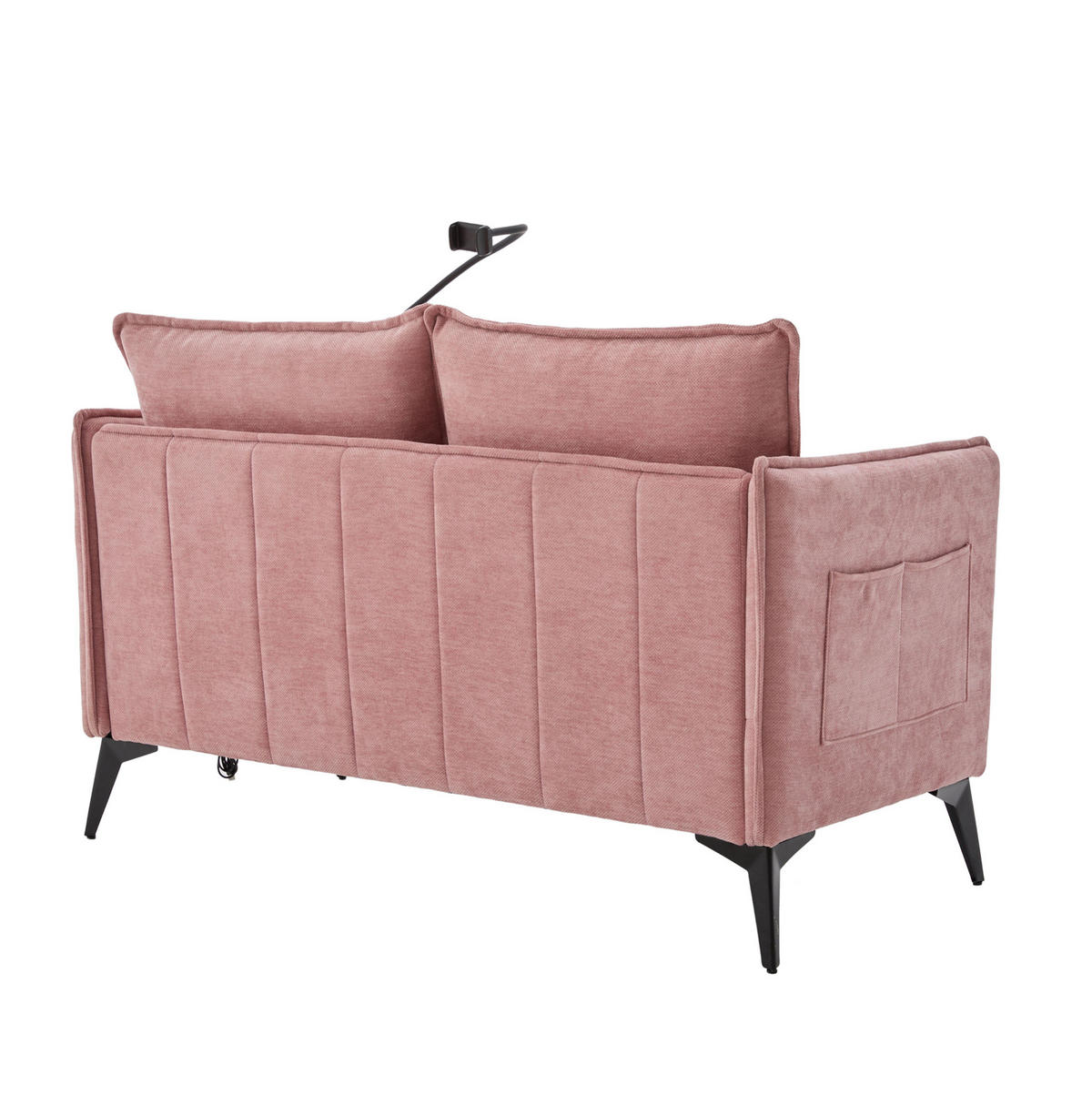 2-SITZER-SOFA aus Chenille 127x69x66 cm Pink mit Handyhalter, Seitentaschen und gepolstertem Komfort - Rosa, Textil (69/66/127cm) - Modfu