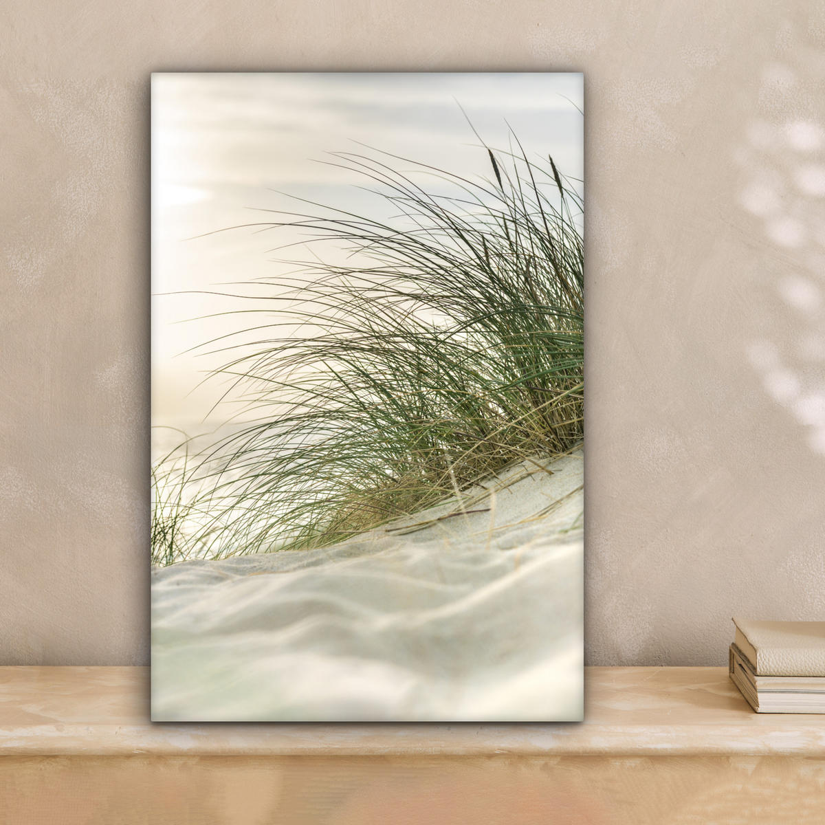 LEINWANDBILD Dünen mit Strandhafer in der Sonne des Nationalparks Schleswig-Holsteinisches Wattenmeer Deko Wohnzimmer 20x30 cm - Creme, Textil (20/30cm) - MuchoWow