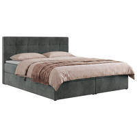 POSTEL BOXSPRING SOLVEN 200/200 - Tmavě šedá Strukturovaná látka - Topper T25 - H4 - černá/tmavě šedá, textil/plast (200/200cm) - MKS