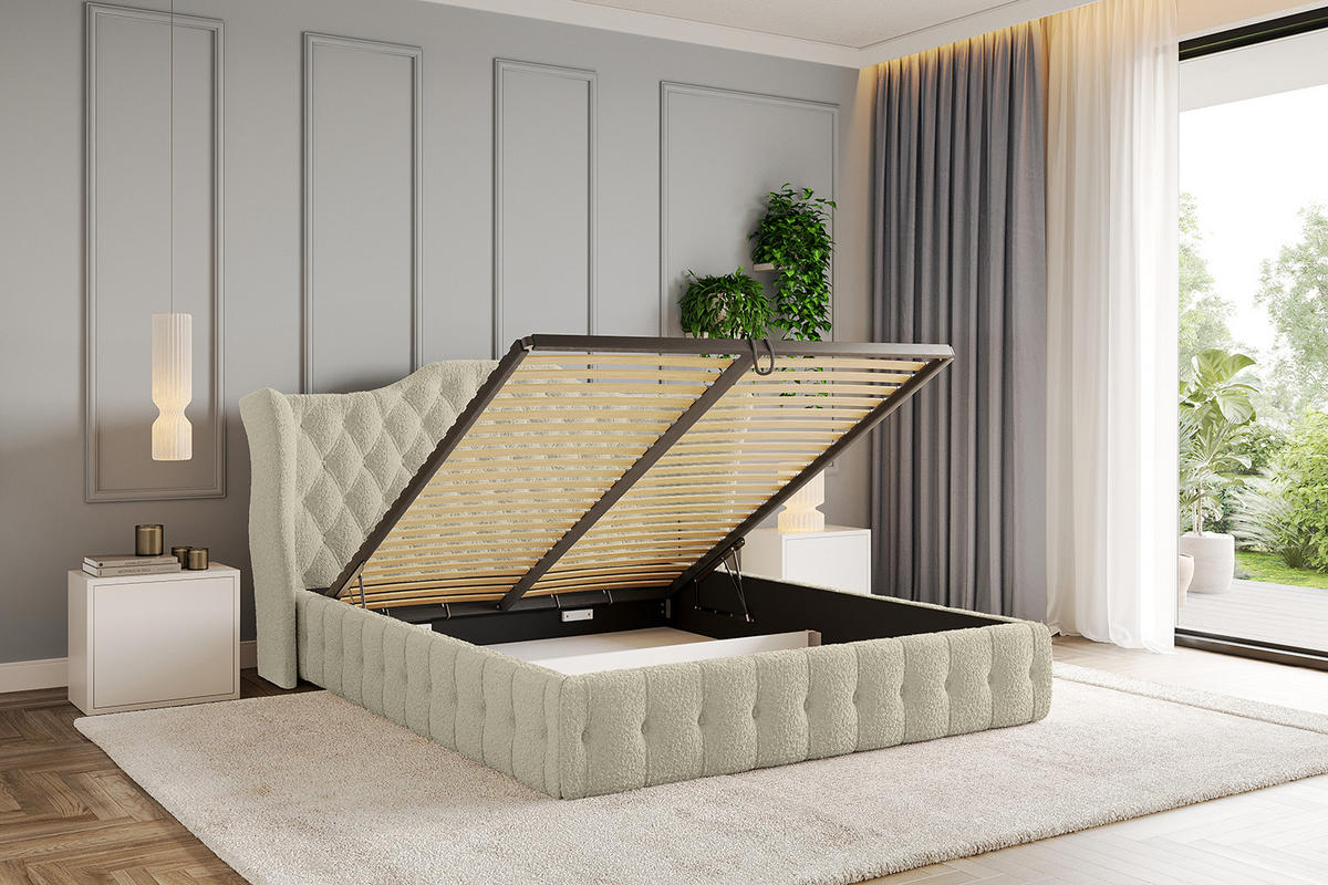 POLSTERBETT mit Bettkasten und Lattenrost, Bett mit Matratze H3/H4 - MODY 180x200 Beige - Taupe, Holzwerkstoff/Textil (180/200cm) - ALTDECOR