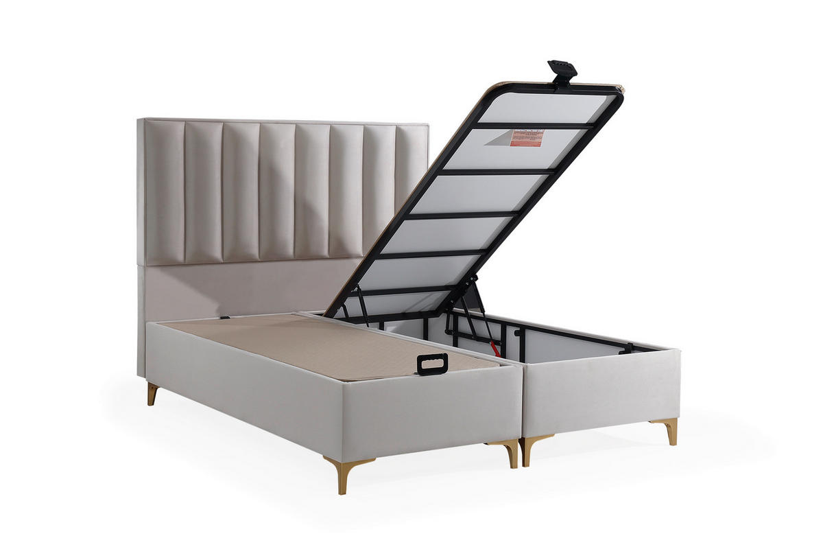 POLSTERBETT Ergopedic 100x200 Beige - Beige, Textil/Metall (100/200cm) - Villa Möbel