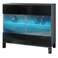 KOMMODE Bari Schwarz Hochglanz - Schwarz Hochglanz, Holzwerkstoff (92.5/84.5/35cm) - Vladon