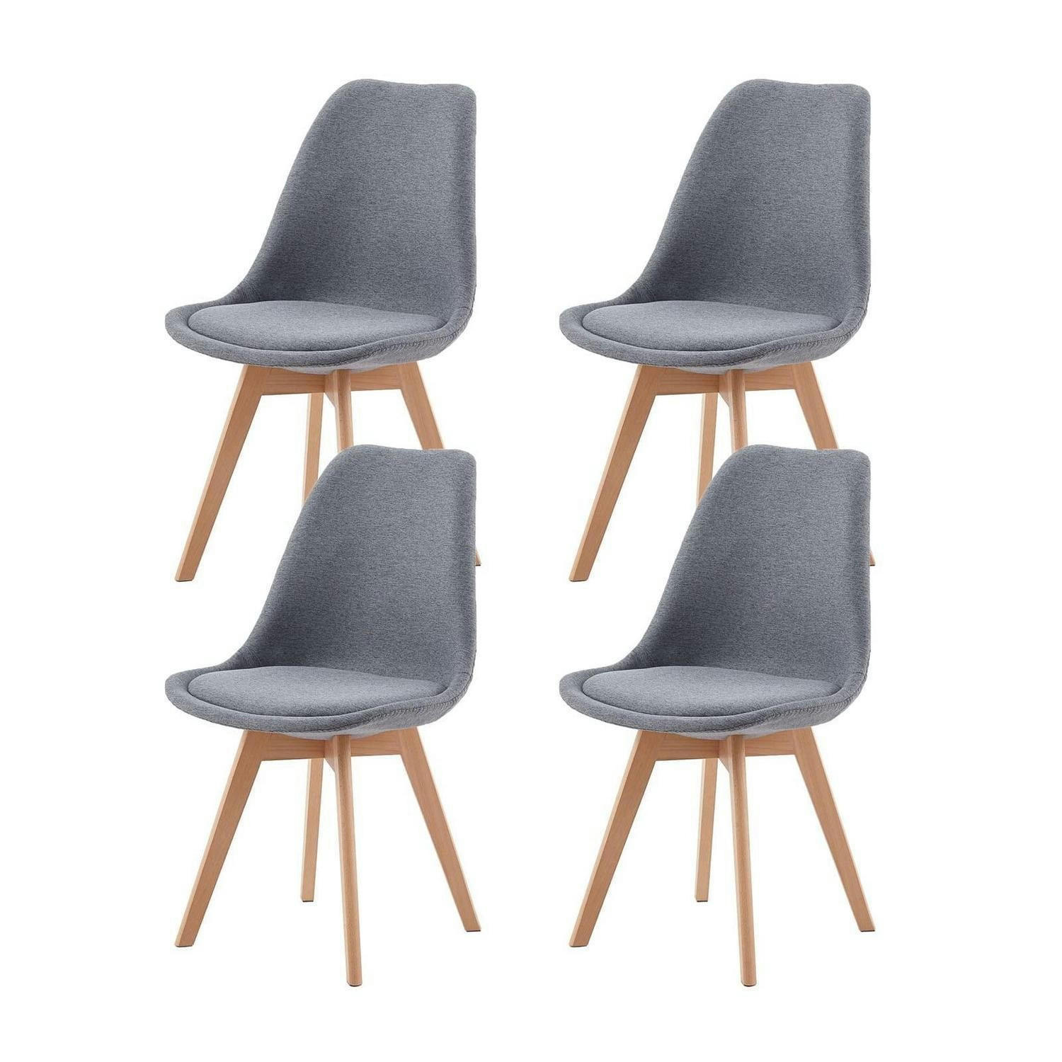 ESSZIMMERSTUHL 4er Set Skandinavisches Design Leinen Grau - Grau, Textil (47.5/82/41cm)