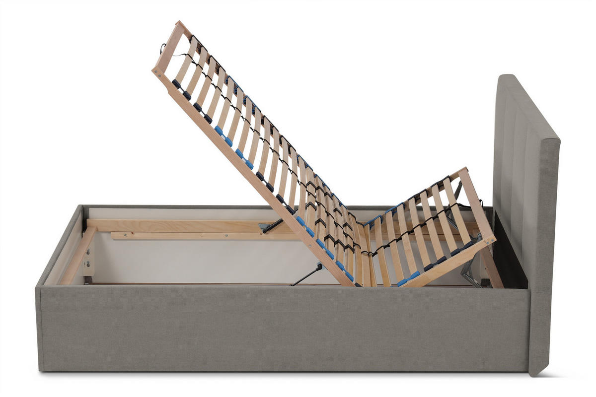 POLSTERBETT Dalas Granitgrau 100 x 200 x 40 cm Bettkasten Mit hochwertiger Matratze H3 (bis 120 kg) und Lattenrost - Grau, Holz (100/200cm) - Halmon Schlafkomfort Betten 