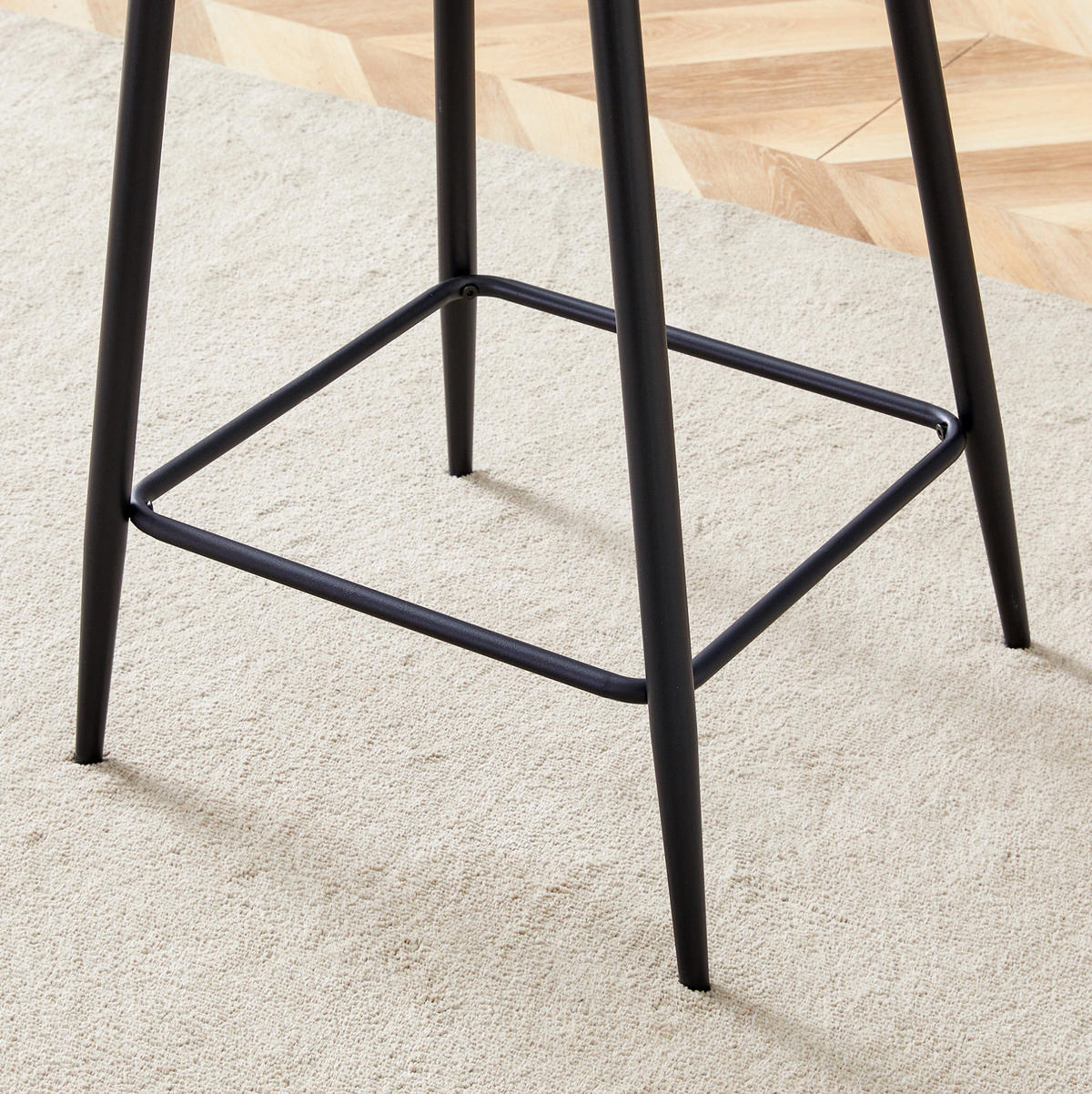 BARHOCKER Schwarz mit Metallgestell und Fußstütze - Schwarz, Kunststoff (45/102/51cm) - MIVRAY
