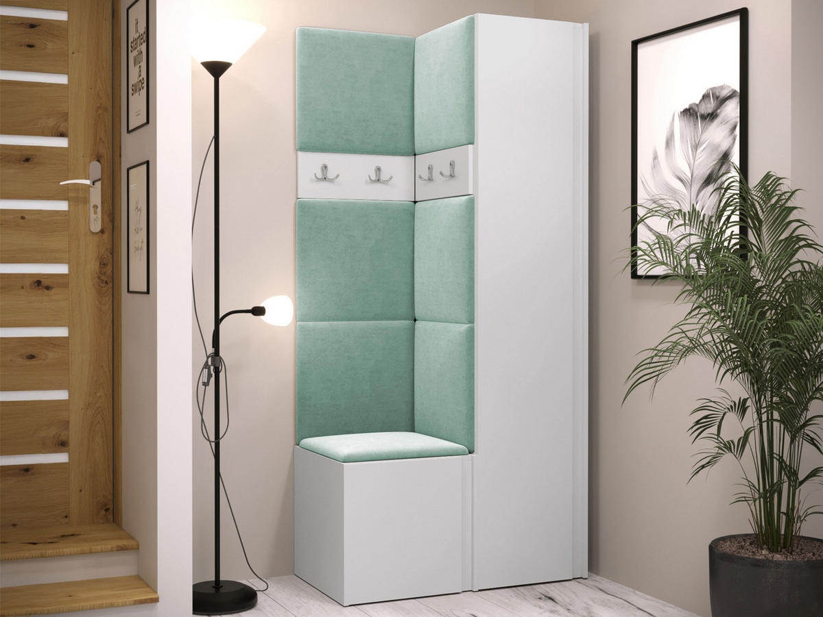 GARDEROBEN-SET Orion XXIV - Weiß/Mintgrün, Holzwerkstoff/Kunststoff (82/186/46cm) - MIRJAN24