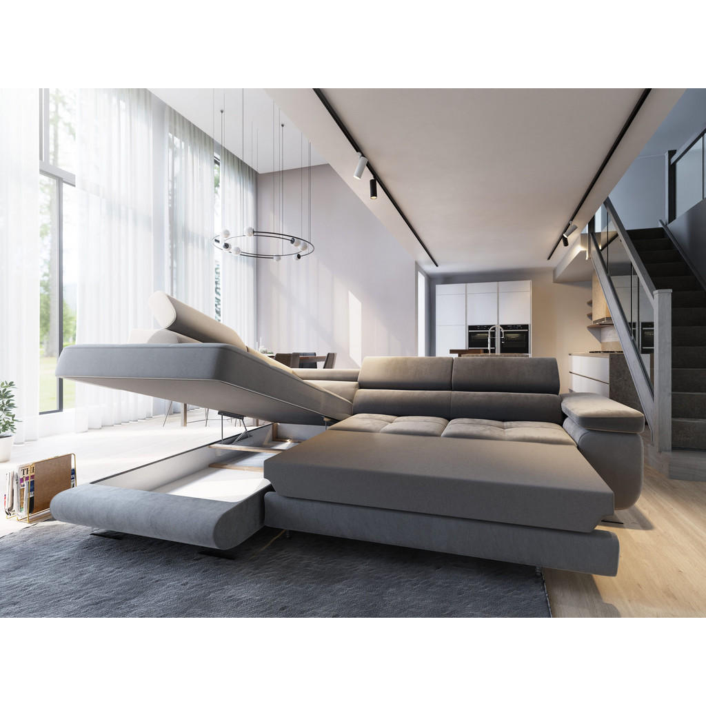 Thumbnail - Masseno Ecksofa, Blau, Holz, 5-Sitzer, L-Form,L-Form, 275x202 cm, Wohnzimmer, Sofas & Couches, Wohnlandschaften, Ecksofa...