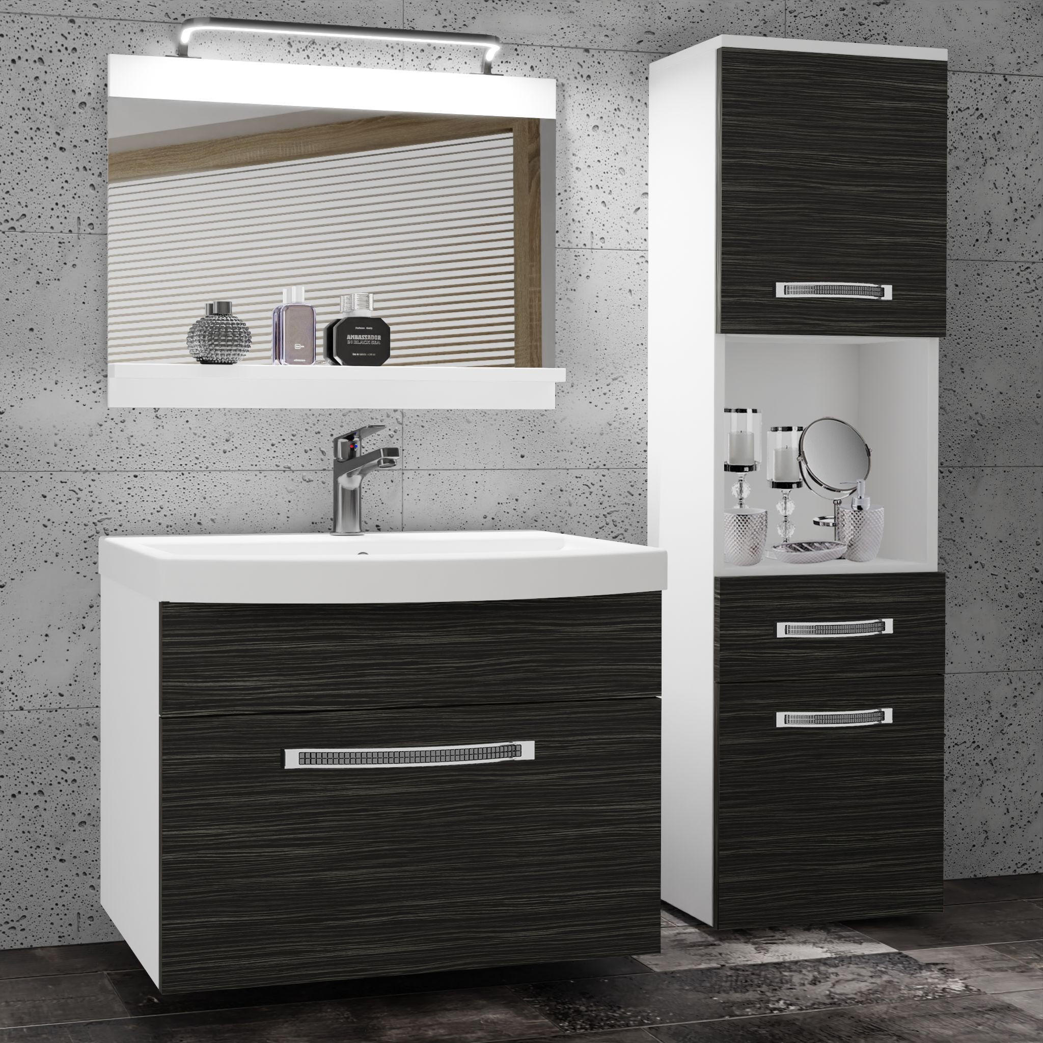 BADMÖBEL Badezimmer Königliches Ebenholz Matt - Braun, Holz (100/113/40cm) - B BELINI GROUP