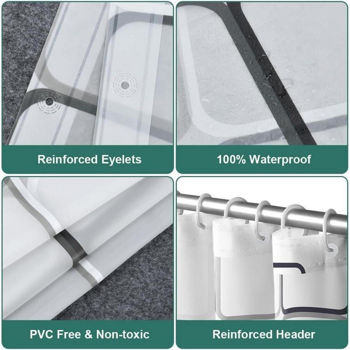 DUSCHVORHANG 180 x 180 cm PEVA wasserdicht 12 Ringe Set - Multicolor, Kunststoff (180/180cm)