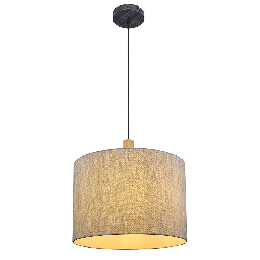 HÄNGELEUCHTE Metall Textil Schwarz - Schwarz, Holz (40/40/120cm) - Globo Lighting