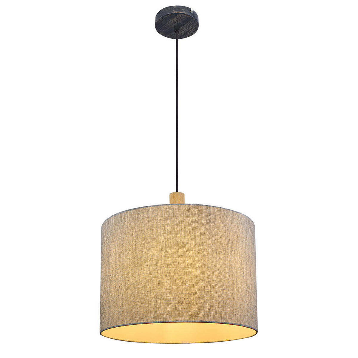 HÄNGELEUCHTE Metall Textil Schwarz - Schwarz, Holz (40/40/120cm) - Globo Lighting