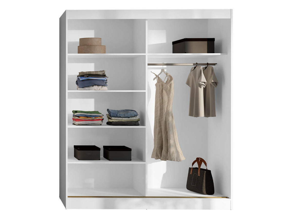 SCHIEBETÜRENSCHRANK Modin 180 - Schwarz/Weiß, Holzwerkstoff/Kunststoff (180/216/65cm) - MIRJAN24