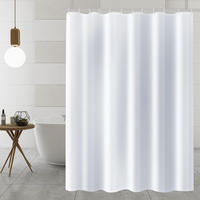 DUSCHVORHANG Stoff schimmelresistent wasserdicht waschbar Weiß mit Haken für Badewanne - Weiß, Textil (180/180cm) - MCBOSON