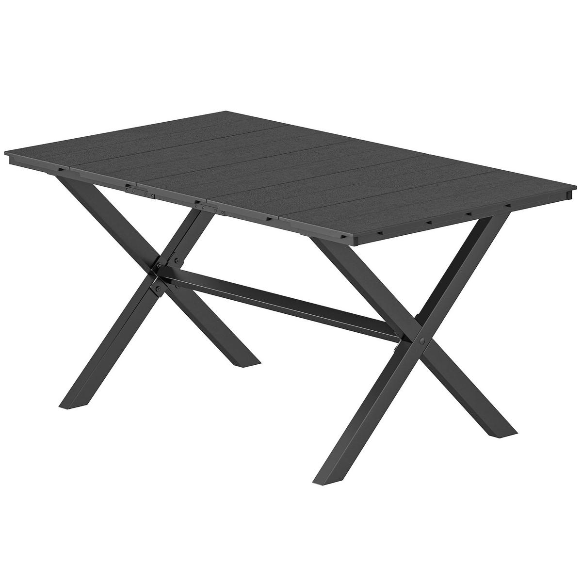 GARTENTISCH DE-14209 rechteckig 150x90 cm, für 4-6 Personen Schwarz - Schwarz, Metall (150/90/74cm) - ComfortXL