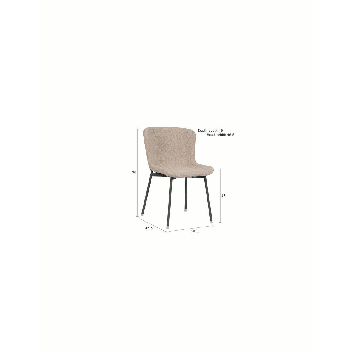 ESSZIMMERSTUHL Maryan Gebrochenes Weiß - 2 er Set - Creme, Kunststoff (46.5/79/58.5cm) - Housecraft Living