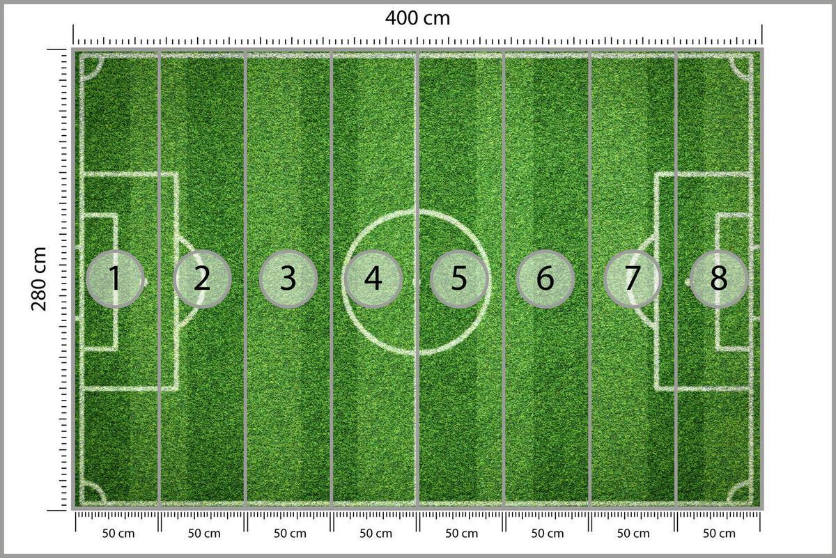 FOTOTAPETE für Jugendzimmer Stadion Vogelperspektive Rasen Feld 400x280 - Weiß/Grün, Papier (400/280cm) - Muralo