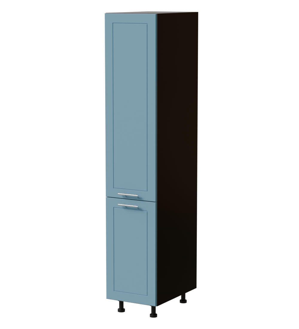 APOTHEKERSCHRANK Bari 2D14K/40 Kargo Schwarz / RAL 5024 pastellblau 40 / 59 / 207cm - Blau/Schwarz, Holz/Holzwerkstoff (40/207/59cm) - Feldmann-Wohnen