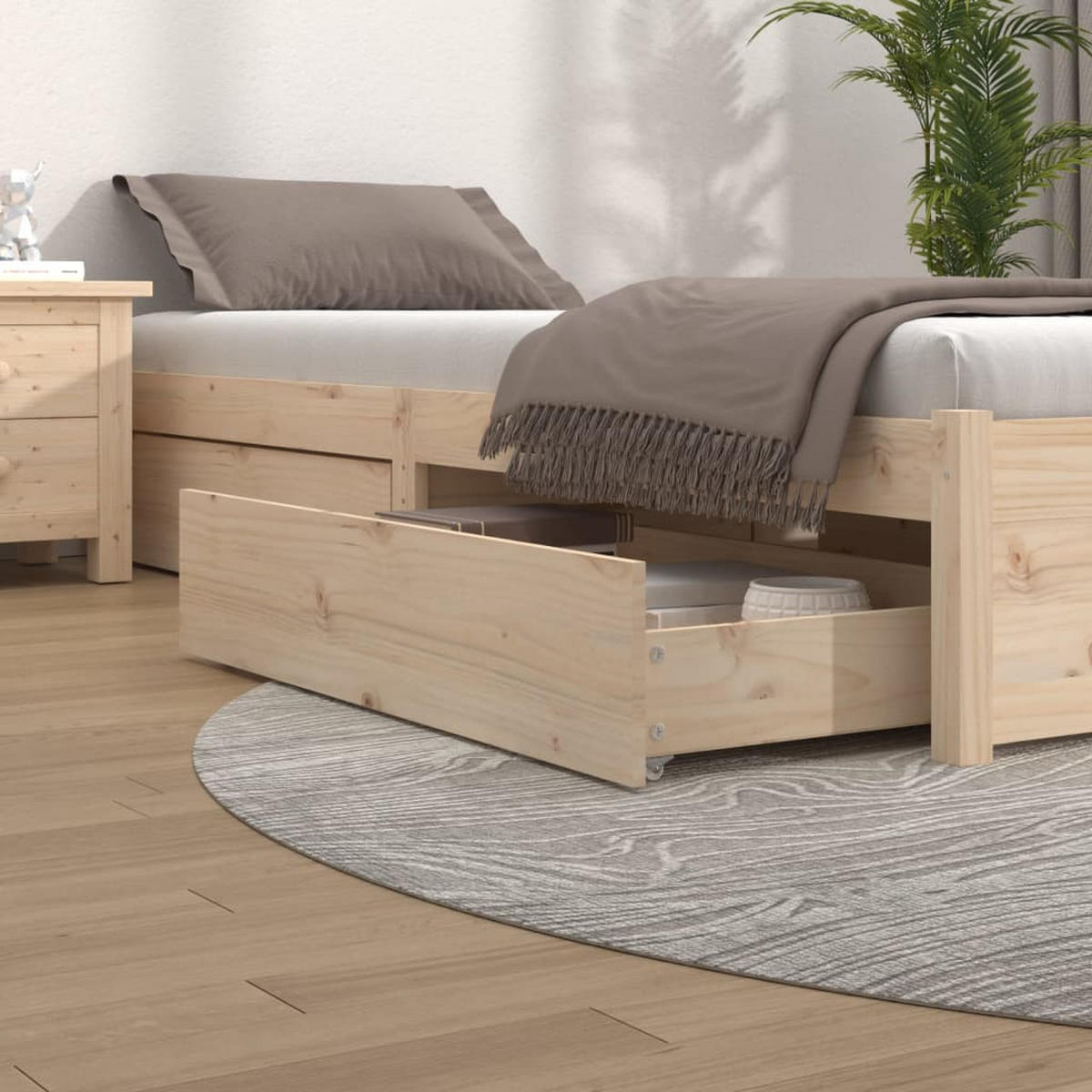 BETTSCHUBLADEN 4 Stk. Massivholz Kiefer - Braun, Holz - vidaXL