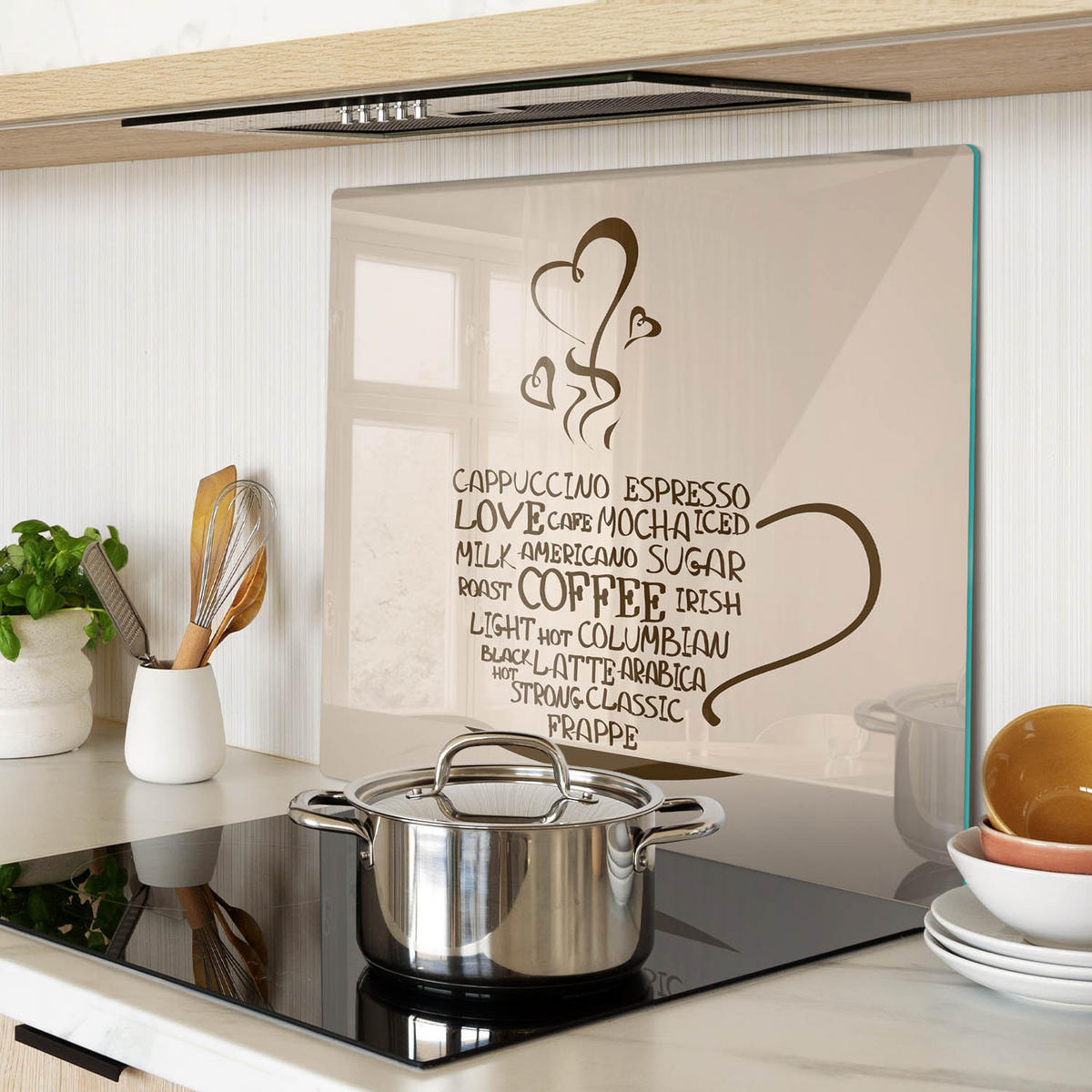 GLASPLATTE 60x52 cm Eine Tasse Kaffee - Braun, Glas (60/0.4/52cm) - TULUP