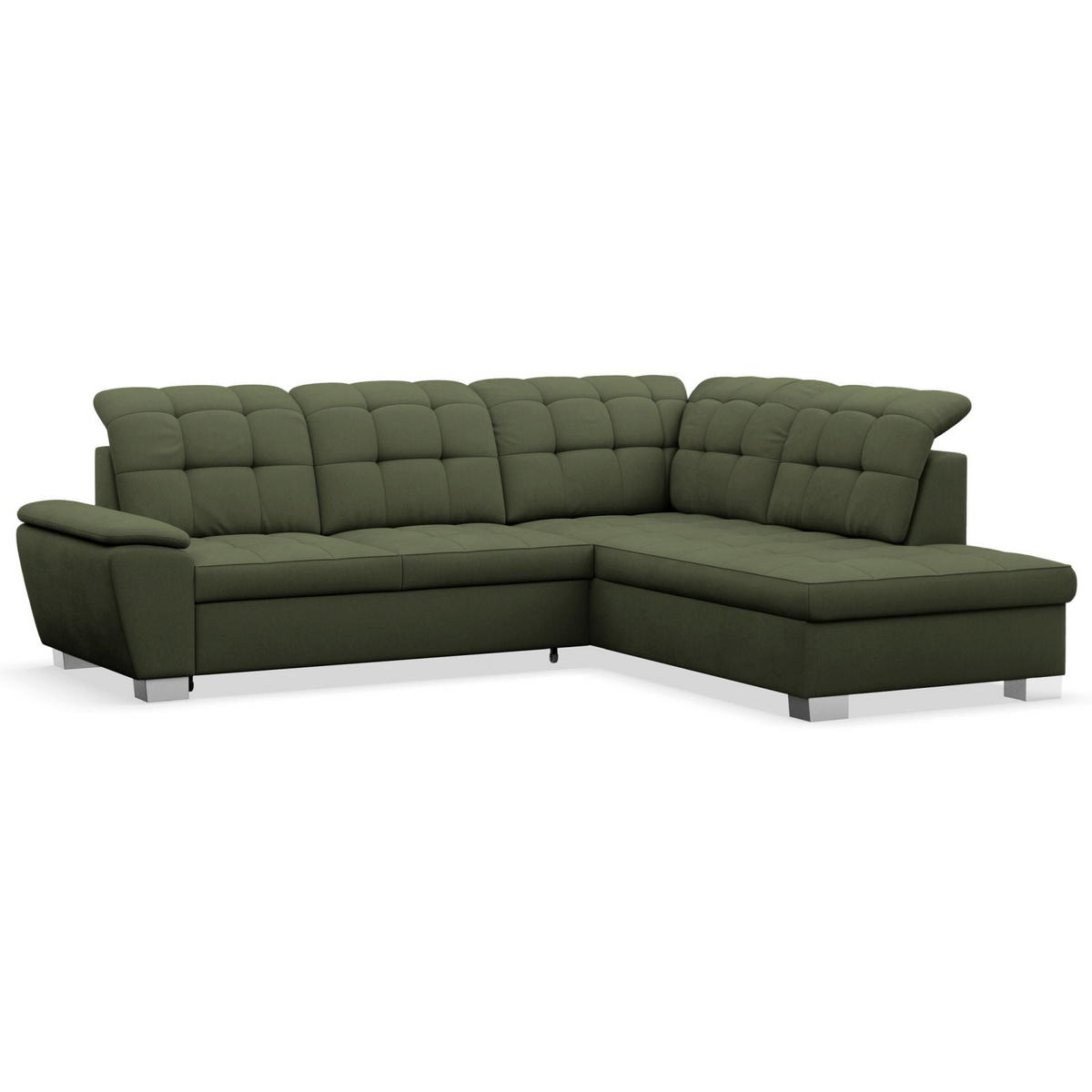 ECKSOFA Jamaal Khaki rechtsseitig - Schwarz/Grün, Textil (212/258cm) - Selsey