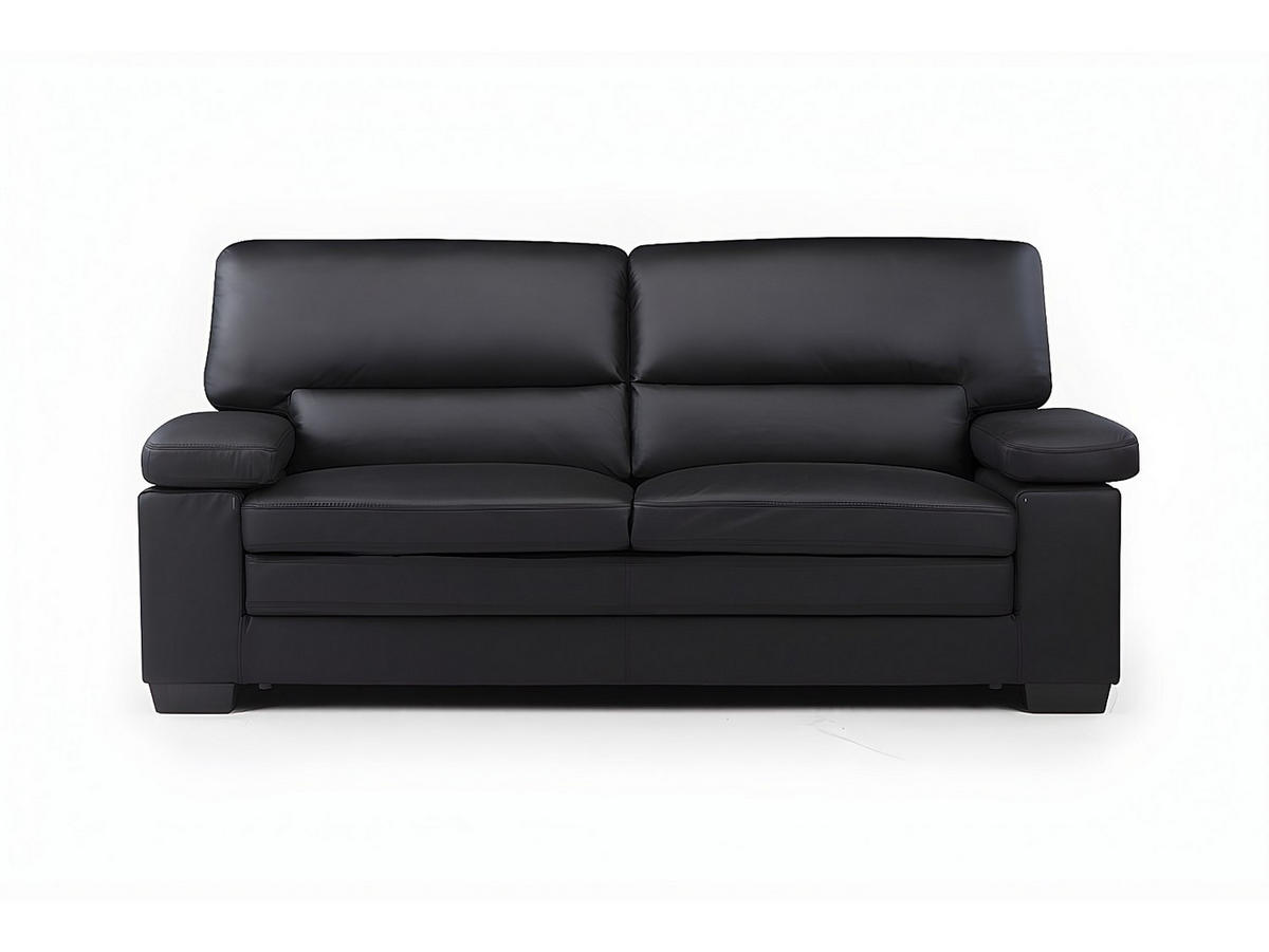 COUCHGARNITUR mit Sessel - 6 Personen - leder - schwarz Mimas - Schwarz, Leder (168/96/90cm) - Vente-Unique