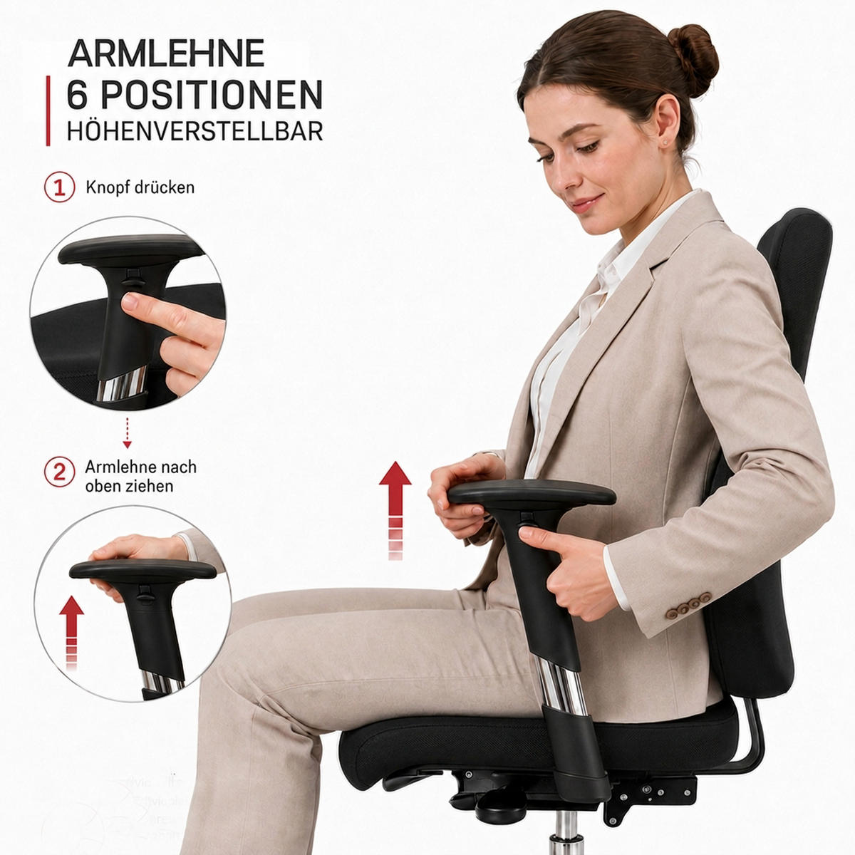 BÜROSTUHL Basic Stoff Schwarz - ergonomisch, 150 kg belastbar, Sitzhöhe 46-58 cm - Schwarz, Kunststoff/Textil (65/97/68cm) - Versee