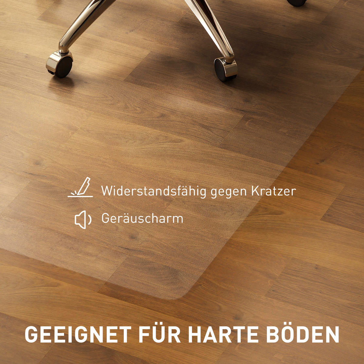 BODENSCHUTZMATTE 120 x 120 cm Bürostuhl Unterlage in Transparent für Hartböden - Transparent, Kunststoff (120/1/120cm) - HOMCOM