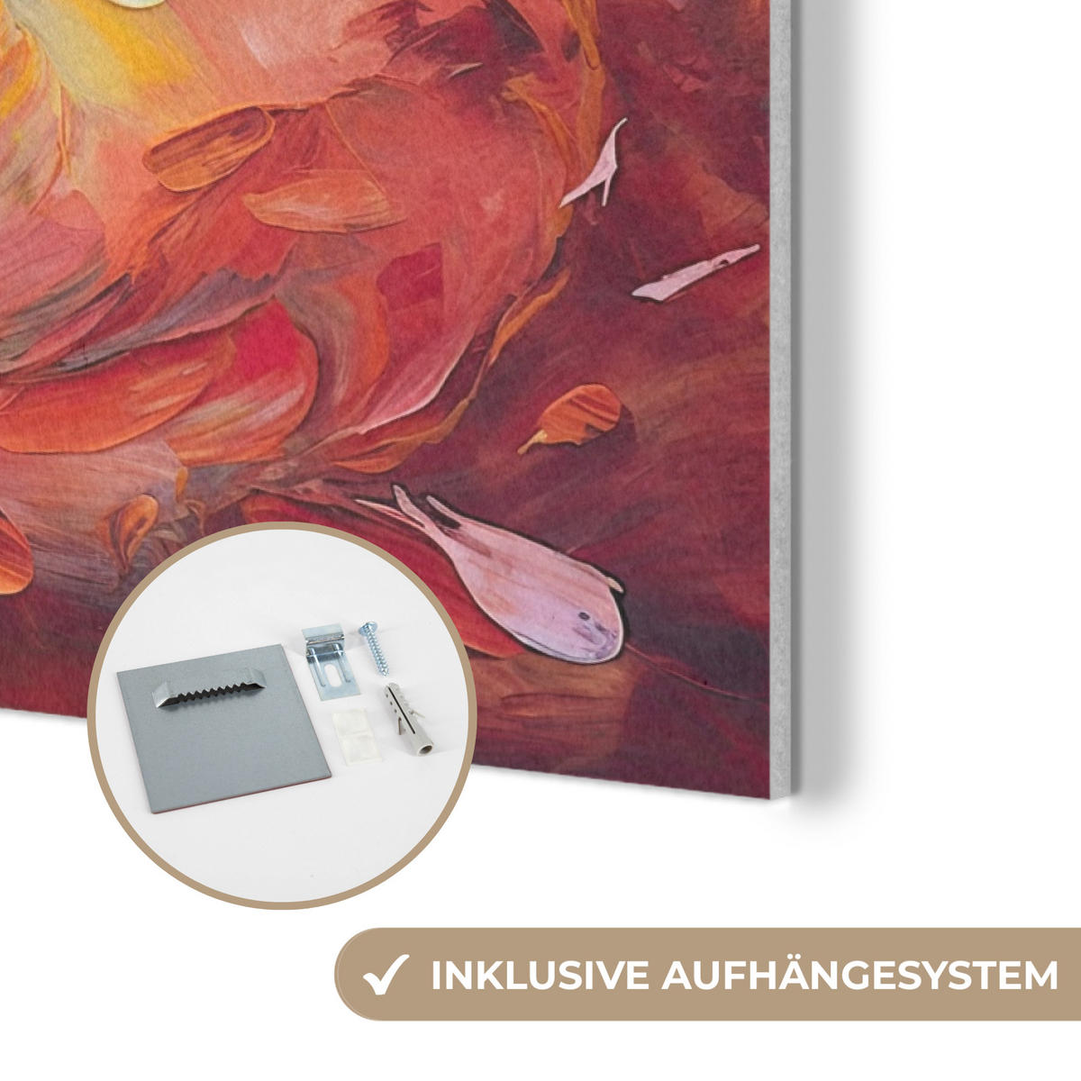 AKUSTIKBILD Ölgemälde - Kunst - Abstrakt - Farbenfroh Akustikpaneele 90x60 cm - Altrosa, Kunststoff (90/60/0.9cm) - MuchoWow