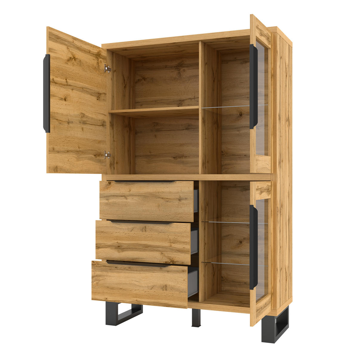 VITRINE in Eiche Wotan, Eiche - Eiche Wotan, Holzwerkstoff (120/190/45cm) - MASSENO
