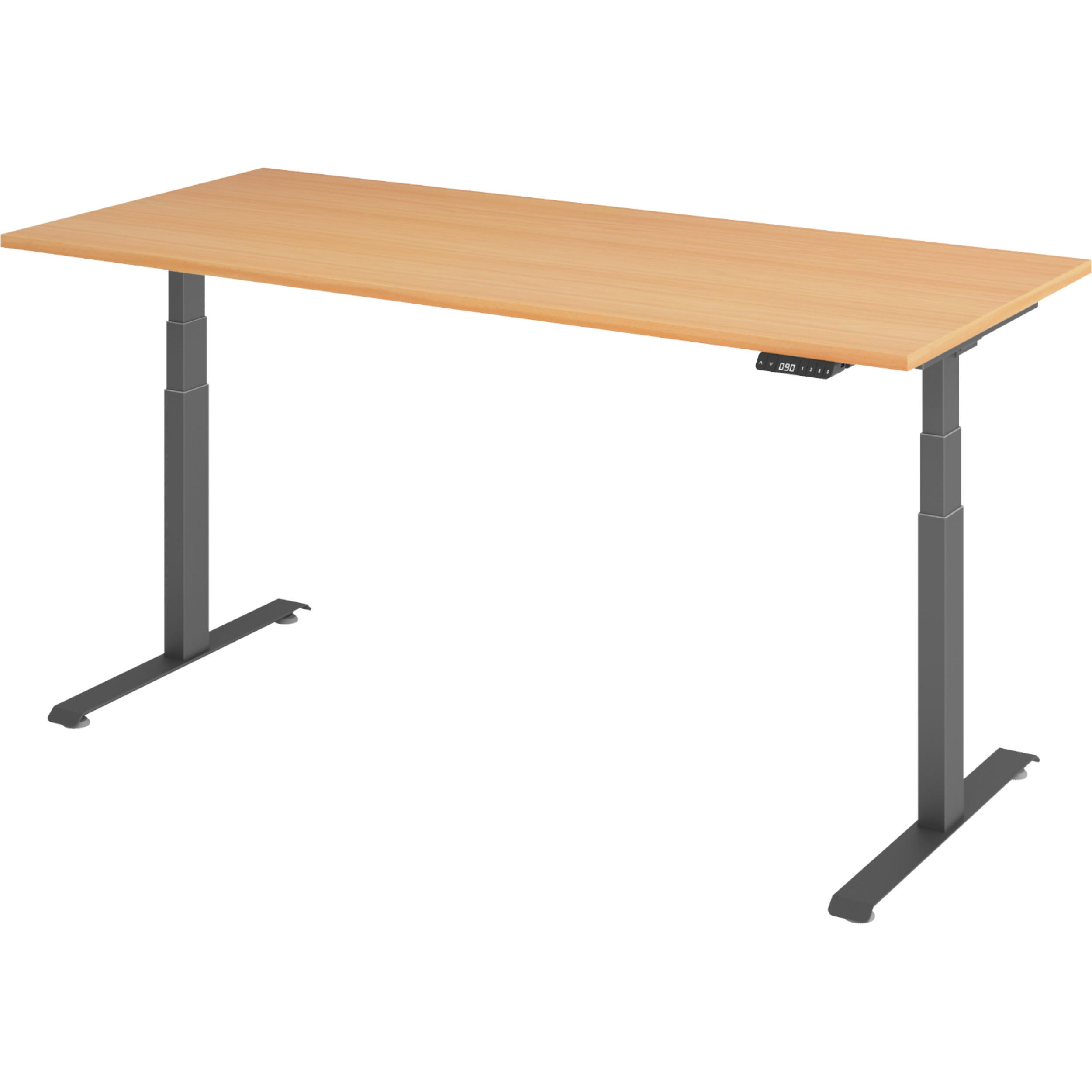 SCHREIBTISCH elektrisch 80/180/74 cm in Buchefarben/Graphitfarben - Buchefarben/Graphitfarben, Holzwerkstoff (80/180/74cm) - bümö