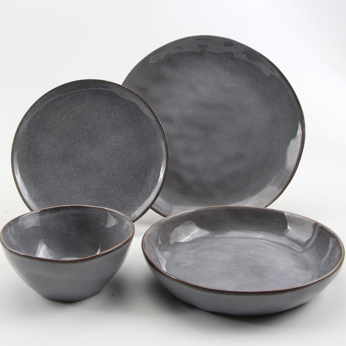 TAFELSERVICE AARHUS 16tlg. GRAU 4 PERSONEN - Grau, Keramik (31/30/41cm) - Mulex