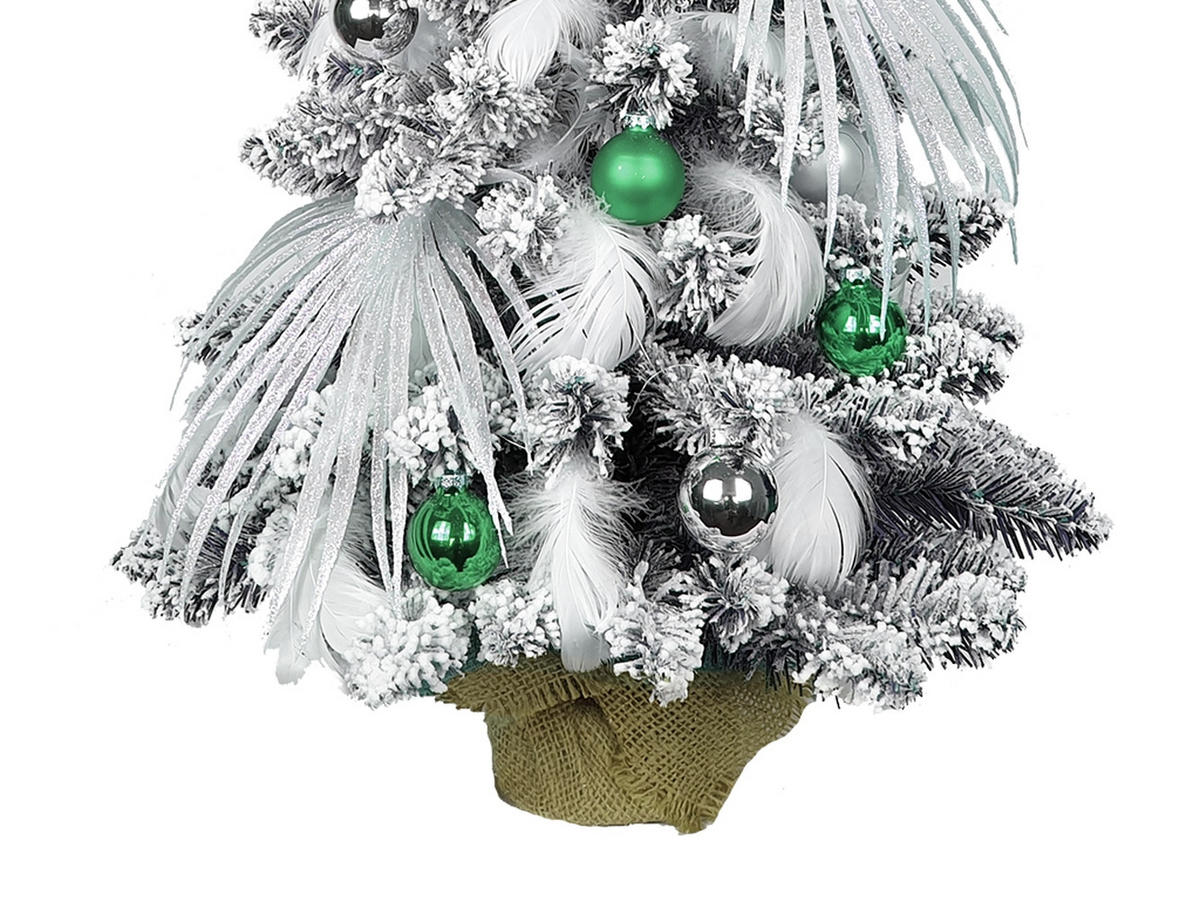 LAALU WEIHNACHTSBAUM geschmückt künstlich POLARGRÜN 60 cm mit LED-BELEUCHTUNG IM TOPF - Silberfarben/Weiß, Kunststoff (60cm) - LAALU