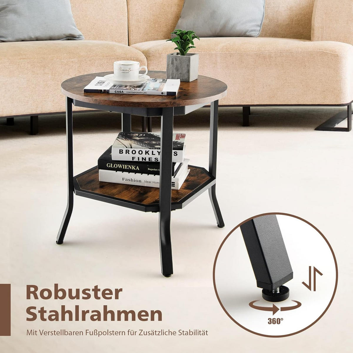 BEISTELLTISCH 50cm Braun - Braun, Holz (50/50/50cm) - COSTWAY