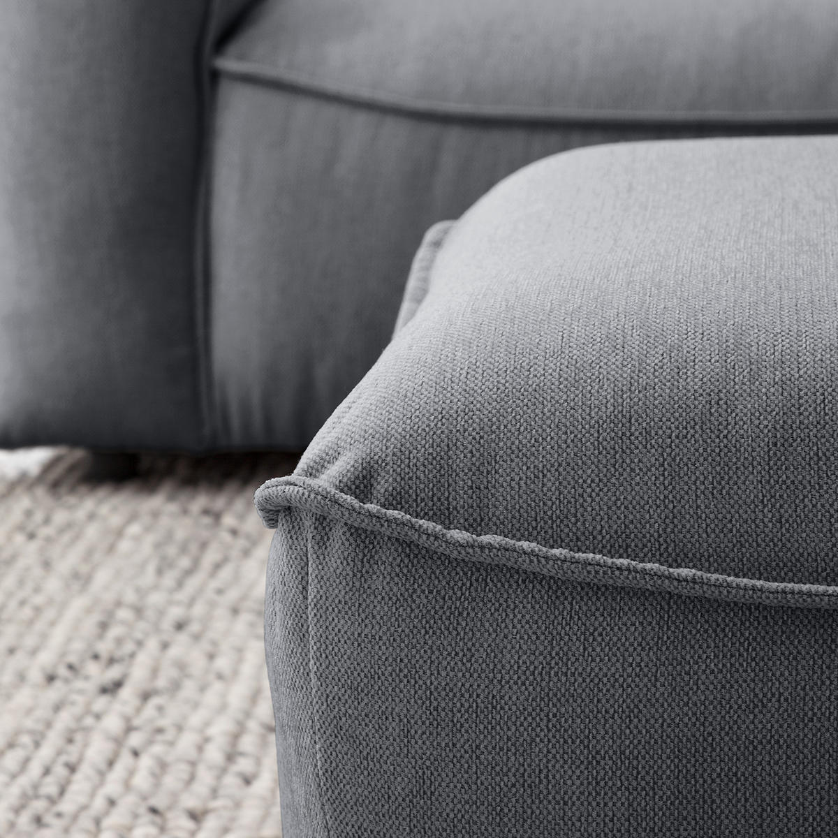 POLSTERHOCKER - Schwarz/Grau, Kunststoff/Textil (99/40/82cm) - home24